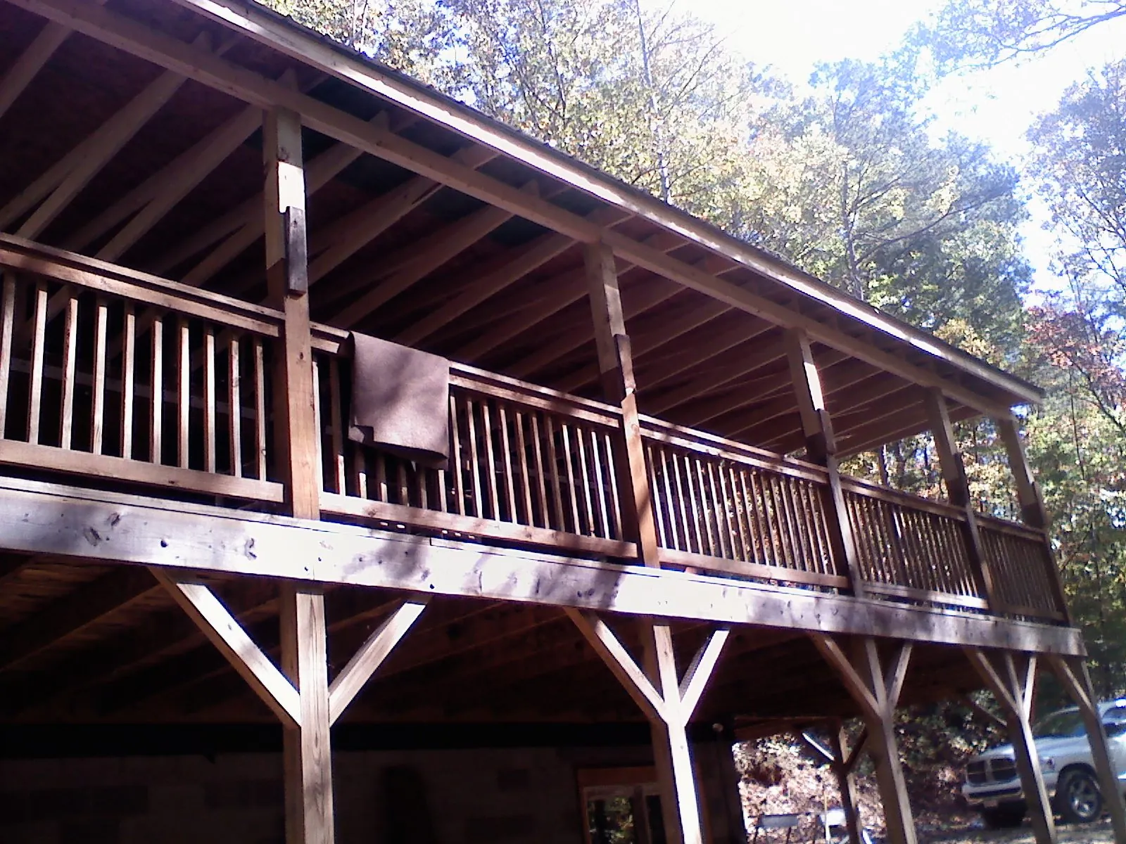 Timber framing under a new elevated porch and deck — Roof Leak Repair in Cofield by Roofing Brothers